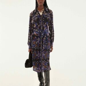 FARM Rio NWT Black Arabesque Mix Scarves Midi Dress size medium